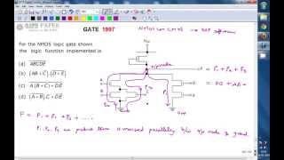 GATE 1997 ECE Logic expression realized by NMOS logic gate [upl. by Yrtnahc]