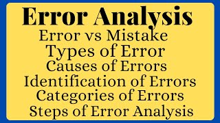 SubError AnalysisSecond Language AcquisitionError Analysis in Applied LinguisticsLinguistics [upl. by Nycila]