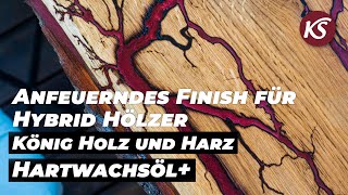 Finish für Holz mit eingearbeitetem Epoxidharz  Schneidbrett aufpolieren mit Hartwachsöl von König [upl. by Giglio456]