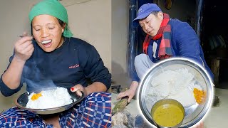 our dinner lentil soup and tree tomato pickle with rice bhumivillagevlogs [upl. by Adama]