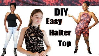 How to Make a Halter Top without a Pattern  Easy Sewing Projects for Beginners [upl. by Yrome]