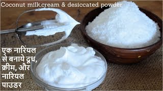 नारियल से बनाये दूधक्रीम व्हिप्पिंग क्रीम सूखा नारियल पाउडरCoconut Whipped CreamFood Connection [upl. by Mortensen]