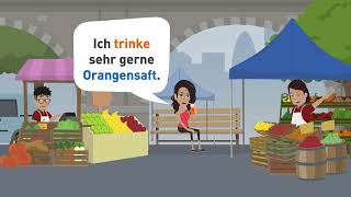 Deutsch lernen A1  Ich kaufe im Supermarkt Lebensmittel ein  Wortschatz und Redemittel [upl. by Uehttam556]