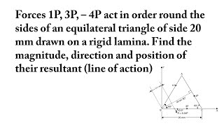 Forces 1P 3P – 4P act in order round the sides of an equilateral triangle of side 20 mm drawn on a [upl. by Nydroj]