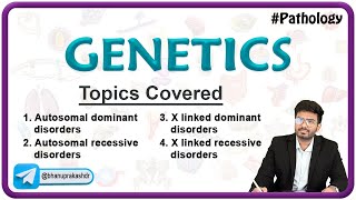 Genetics Pathology Chapter 3  Autosomal dominant recessive X linked dominant recessive disorders [upl. by Burdelle]