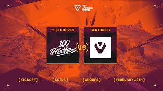 100 Thieves vs Sentinels  VCT Americas Kickoff  Group Stage D4  Map 1 [upl. by Ilac]