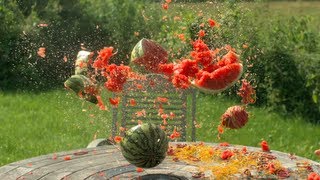 Rubber bands vs Water Melon  The Slow Mo Guys [upl. by Healy204]