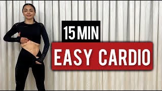 15 minute beginner cardio workout at home no equipment weight loss workout [upl. by Guinna]