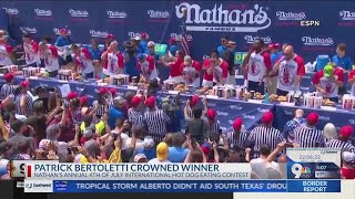 Patrick Bertoletti of Chicago wins Nathan’s hot dog eating contest [upl. by Aderfla]