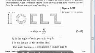 MAE 3323  Torsion of open and closed sections [upl. by Mathian]