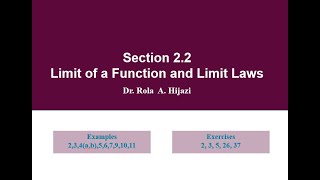 Section 22 Limit of a Function and Limit Laws part 2 [upl. by Ariaj422]