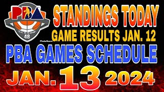 PBA standings today as of January 12 2024  PBA Game results  Pba Schedule January 13 2024 [upl. by Namqul]