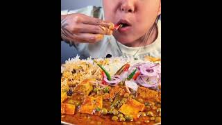 EATING MATAR PANEER tofu MIX DAL TARKA MIX VEG FRY PAPAD SALAD EXTRA CHILLIES ASMR [upl. by Areikahs]