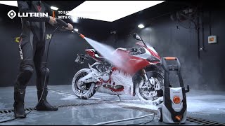 How To Clean Your Motorcycle  Lutian High Pressure Washer Also Available [upl. by Ahtimat942]