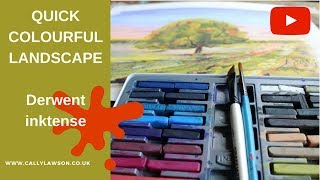 Colourful easy landscape in Derwent inktense blocks [upl. by Hcardahs]