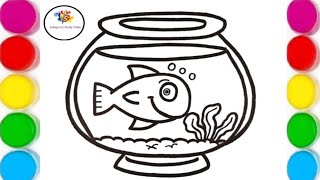 How to draw cute fish 🐟🎏 with rainbow 🌈 for kids Painting and Coloring for kidsLets Draw Together [upl. by Annayek204]