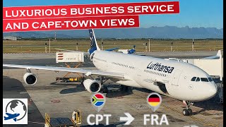 Lufthansa Business Class on Airbus A340300 with scenic Cape Town views  Trip report [upl. by Earlie870]