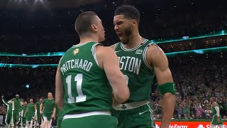 Payton Pritchard INSANE half court buzzer beater puts Celtics up 21 at half of Game 5 [upl. by Aldus]