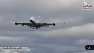 A380 Lands in 60 MPH Gusts CreditBIG JET TV [upl. by Arvid631]