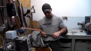 Custom Knife Making finish grinding with Nick Wheeler part 3 [upl. by Leonardo]