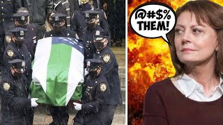 INSTANT BACKLASH Hollywood trash Susan Sarandon WRECKED for mocking dead cops funeral [upl. by Atenek]