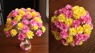 Plastic Bottle Flower Vase Craft  Paper Flowers  Home Decor Ideas [upl. by Zysk]