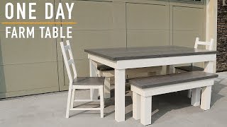 Making a Farmhouse Table Build One Day Build  DIY Farm Table [upl. by Ailaht]