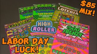 LUCKY Labor DAY 85 In Texas Lottery Scratch Offs [upl. by Kachine]