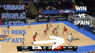 Urban Kroflic Highlights WIN vs Spain  15 Pts 11 Rebs 7 Ast  INDEX 28 [upl. by Assiral587]