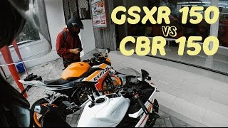 GSXR 150 VS CBR 150R  REVIEW Motovlog pertama [upl. by Davine]