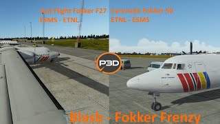 Fokker Frenzy  Just Flight Fokker F27 and Carenado Fokker 50  Prepar3d V54  ESMS tofrom ETNL [upl. by Ekalb817]