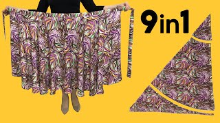 Cut in 5 Minutes Wear in 9 Different Styles As blouse dress Very Easy Wrap Skirt Sewing [upl. by Ydnirb]