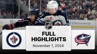 NHL Highlights  Jets vs Blue Jackets  November 1 2024 [upl. by Margi]