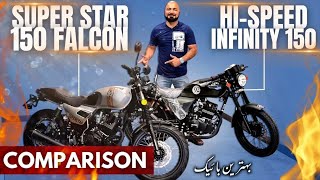 SUPER STAR 150 FALCON VS HISPEED INFINITY 150 CC DETALED COMPARISON  PRICE FEATURES AVAILABILITY [upl. by Ardnasela]