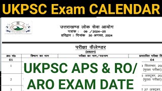 UKPSC EXAM CALENDAR 2024 APS EXAM DATE UKPSC RO ARO EXAM DATE [upl. by Olgnaed]