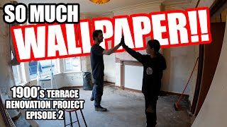 SO MUCH WALLPAPER All hands on deck to get it stripped [upl. by Nylsej994]