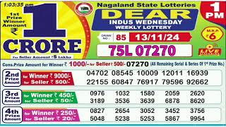 NAGALAND Lottery SAMBAD DEAR EVENING 1PM RESULT TODAY 13112024 STATE DEAR LOTTER [upl. by Stephi]