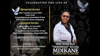 Funeral Service of Nosicelo Sylvia Mdikane [upl. by Eirtemed394]