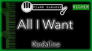 All I Want HIGHER 3  Kodaline  Piano Karaoke Instrumental [upl. by Atnohsal]