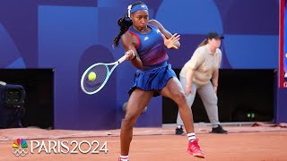 Coco Gauff snags straightsets win in Olympic tennis singles debut in Paris  NBC Sports [upl. by Angelle]