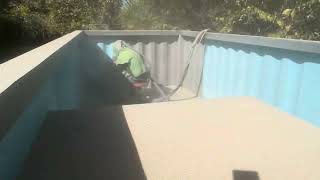 Sandblasting A Shipping Container Pool [upl. by Neicul]