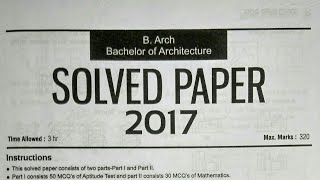 BARCH 2017 EXAM SOLVED PAPER [upl. by Acisset549]