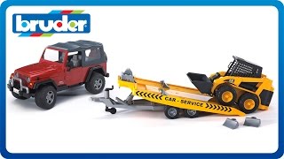 Bruder Toys JEEP Wrangler w Tow Trailer amp CAT Skid Steer 02923 [upl. by Asel]