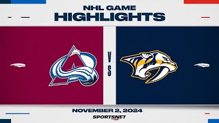 NHL Highlights  Avalanche vs Predators  November 2 2024 [upl. by Rennerb390]