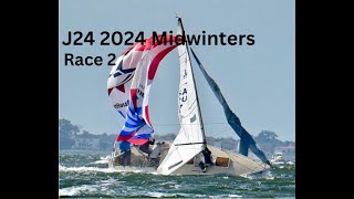 J24 2024 Midwinters Race 2 with onboard crew discussion and tactics [upl. by Touber56]