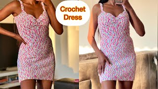 How To Crochet A Bodycon Mini Dress  One Row Repeat [upl. by Ahsiekal]