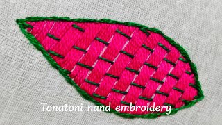 bordados a mano paso a pasoromanian stitch embroidery como bordar hojas grandes [upl. by Falconer]