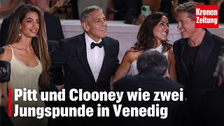 Pitt und Clooney wie zwei Jungspunde in Venedig  kronetv NEWS [upl. by Vento]