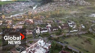 South Africa tornado Drone video shows damage after twister rips through Durban town [upl. by Neraj]