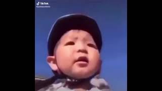 Asian baby kid falls off bike with Android nofication [upl. by Fatsug]